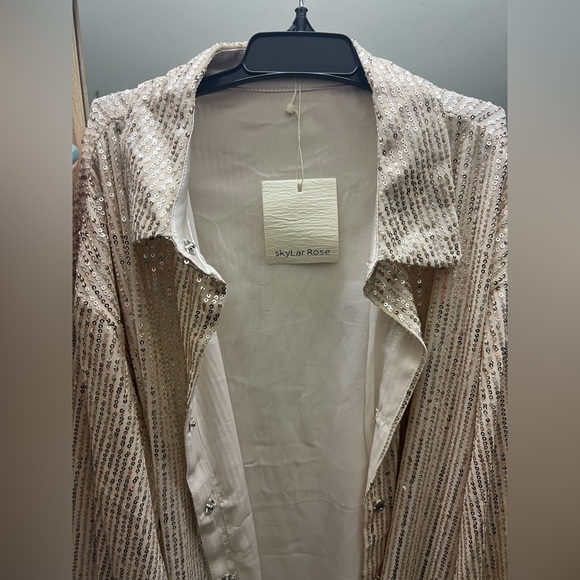 Skylar Cream White Sparkly Dress - Picture 2 of 4